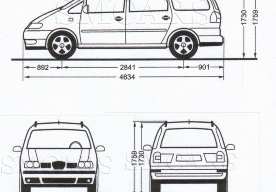 Seat Alhambra (Сеат Альхамбра) - чертежи (рисунки) автомобиля